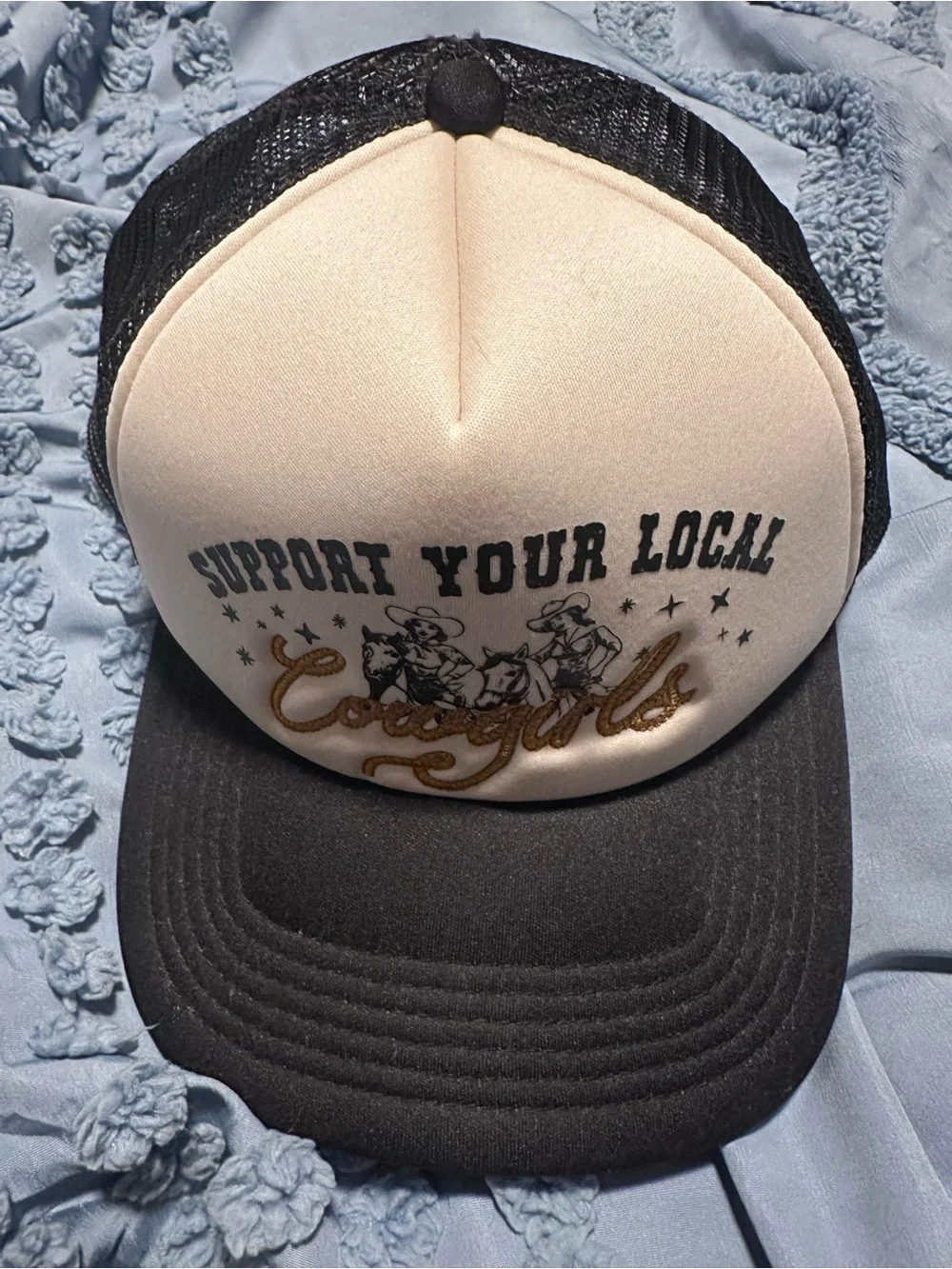 Support Your Local Cowgirls Black & Cream Trucker Hat
